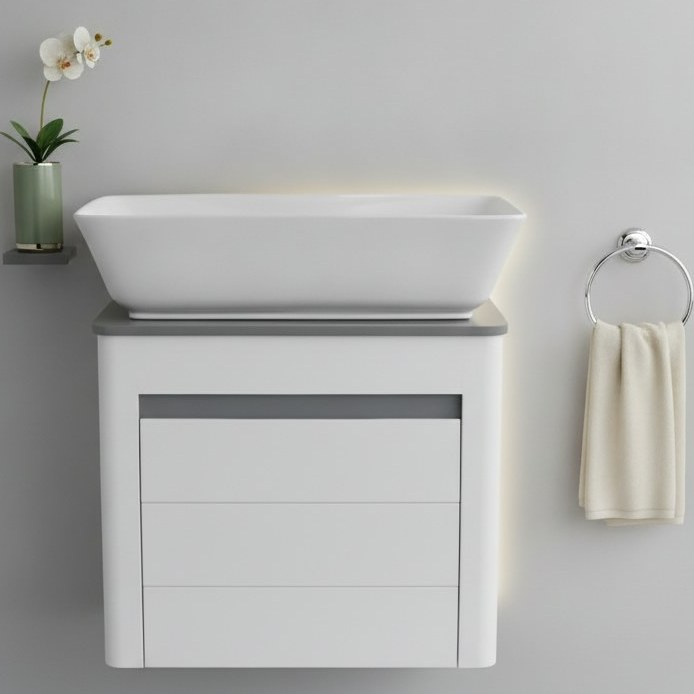 ست کابینت و روشویی ایگل سفید طوسی ۳۵×۵۰